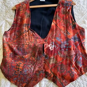 Folk rayon vest with tie back
